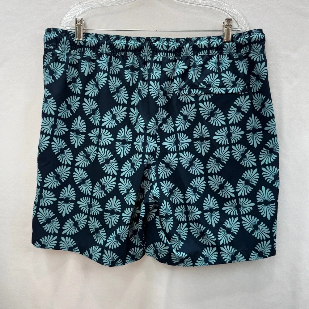Goodfellow Swim Trunks Men XL Blue Floral Fan Print Mesh Liner Board Shorts‎